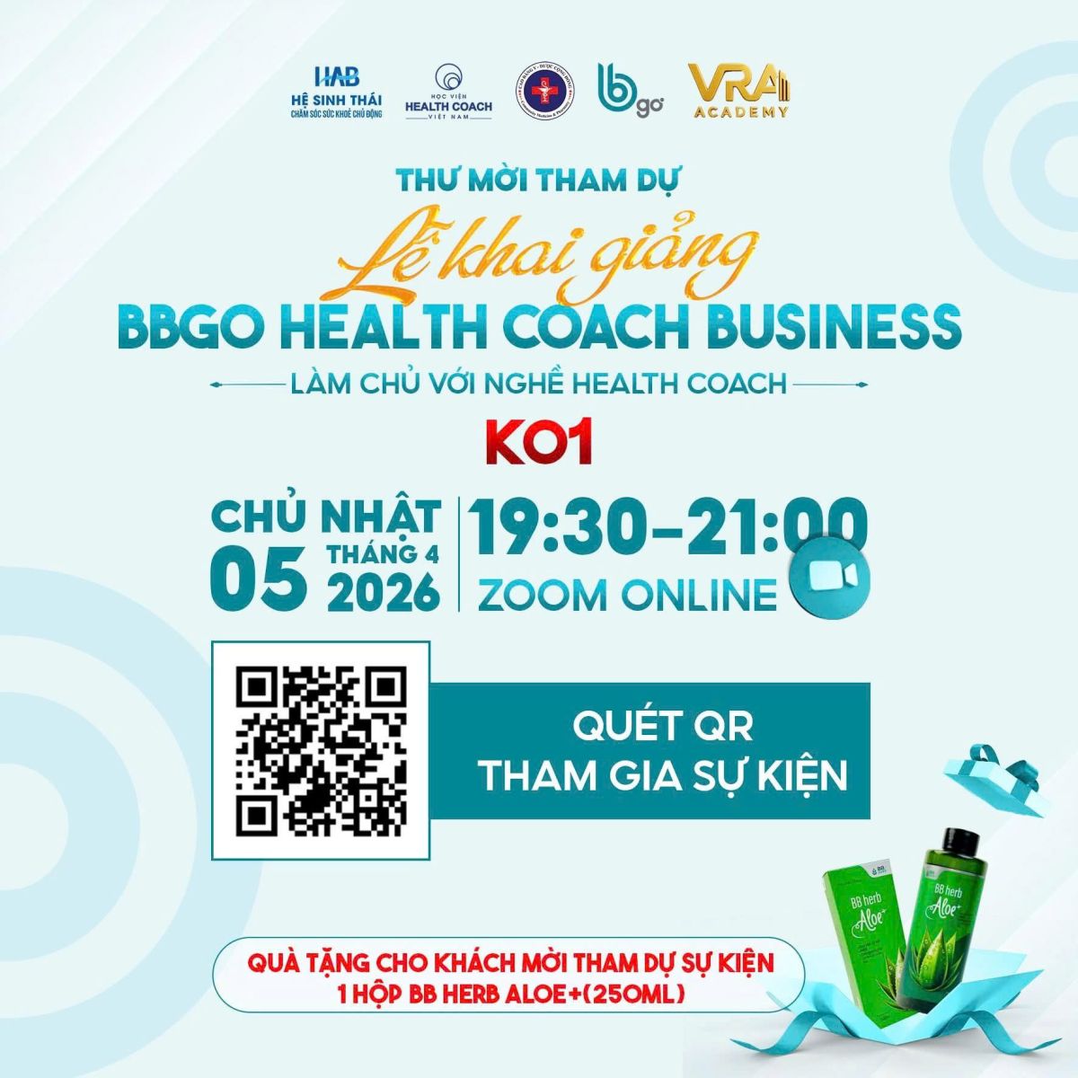 THƯ MỜI THAM DỰ LỄ KHAI GIẢNG CHƯƠNG TRÌNH BBGO HEALTH COACH BUSINESS - Làm chủ với nghề Health Coach