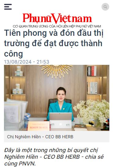 Báo phụ nữ Việt Nam nói về CEO BB HERB