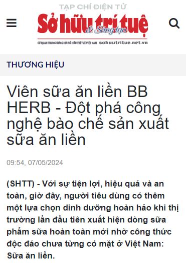 Báo sở hữu trí tuệ nói về BB HERB