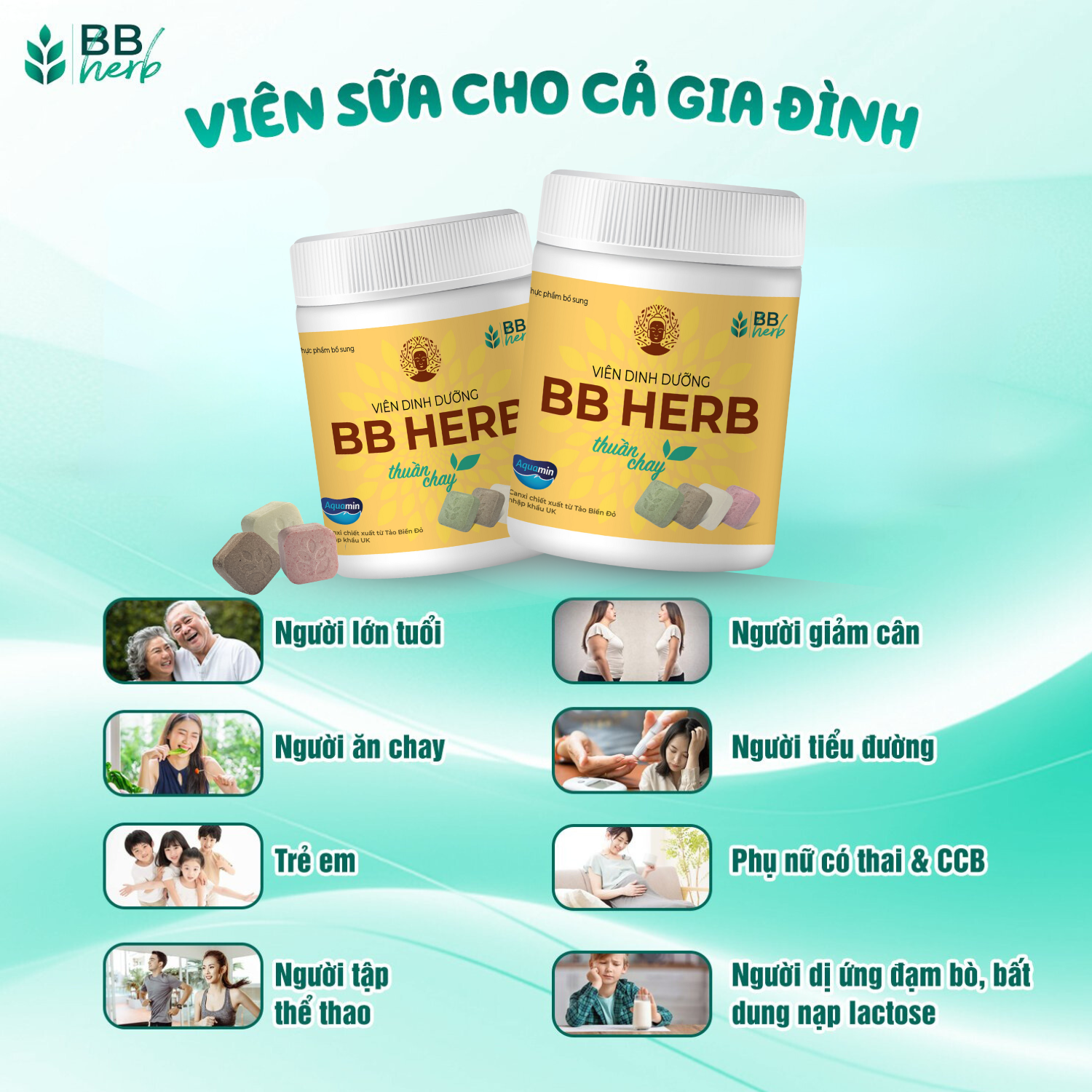 Viên sữa ăn liền BB HERB Phật Giáo (4 vị)