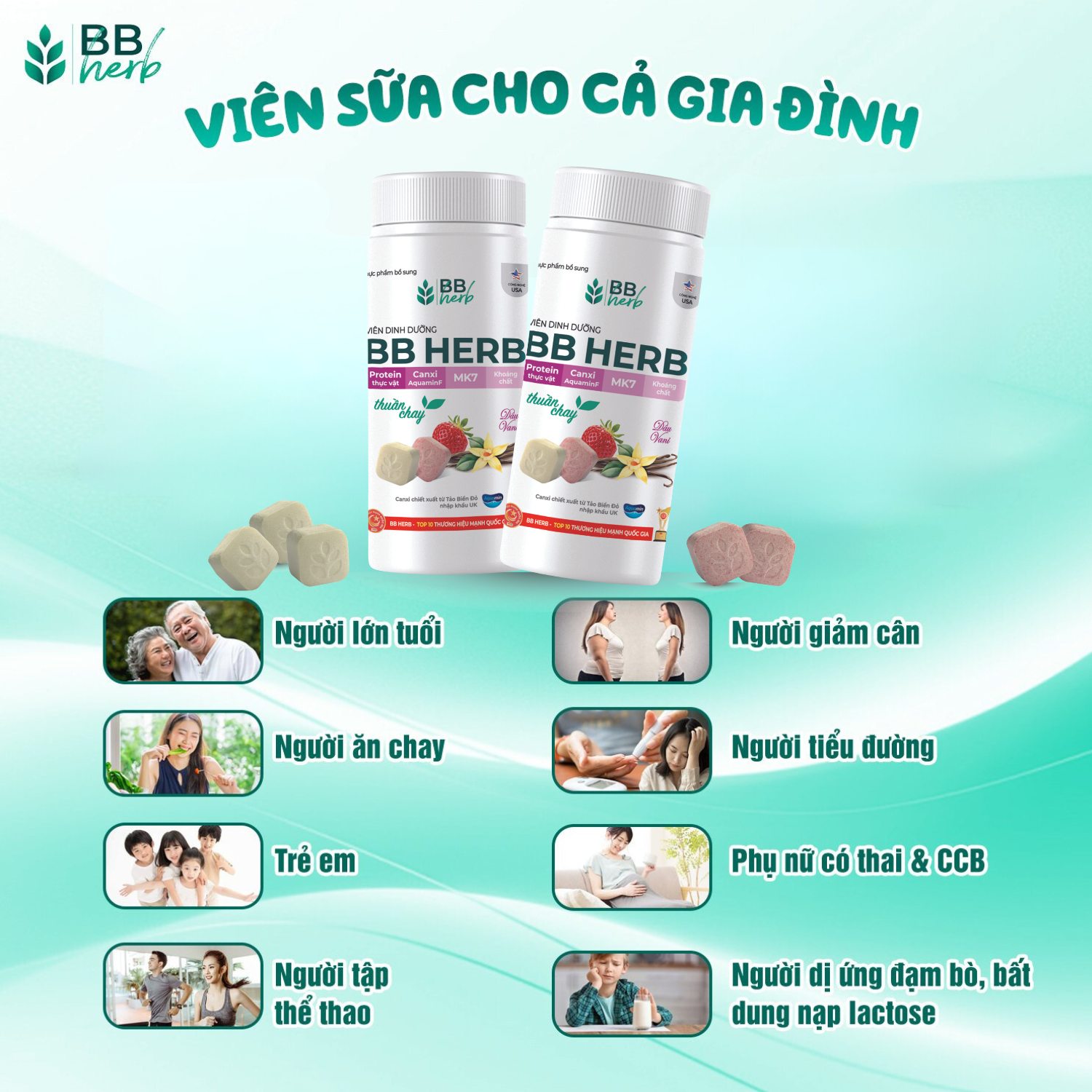 Viên sữa ăn liền BB HERB vị Dâu - Vani