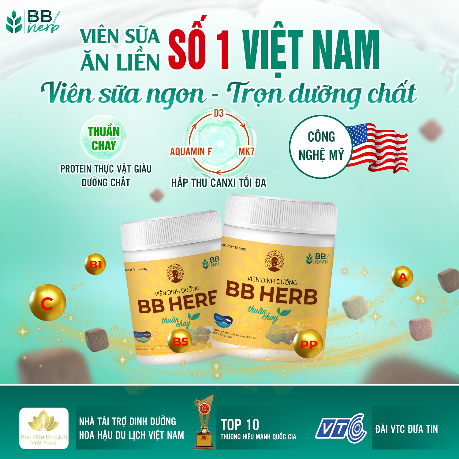 Viên sữa ăn liền BB HERB Phật Giáo (4 vị)